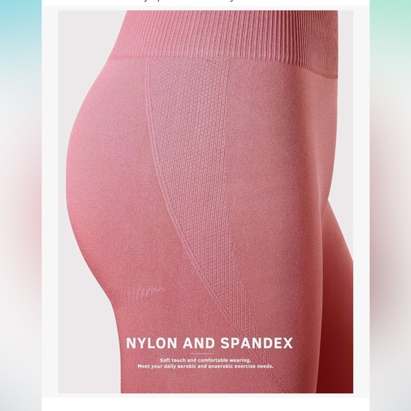 Yoga leggings pants crop top nude pink fitness gym workout set outfit cardio nwt - Picture 4 of 4